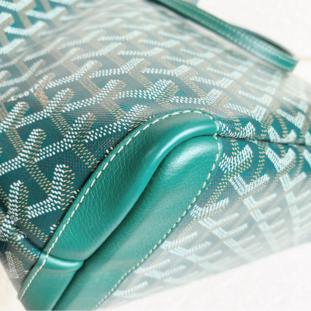 Goyard Goyardine Saint Louis PM Green Shoulder Tote Bag & Pouch - Picture 4 of 9